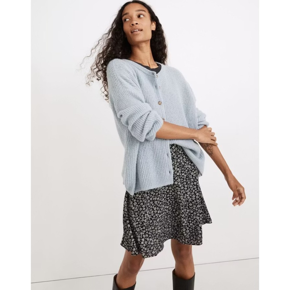 Madewell Knit Button Button Front Bellaire Cardigan Sweater Blue Small
